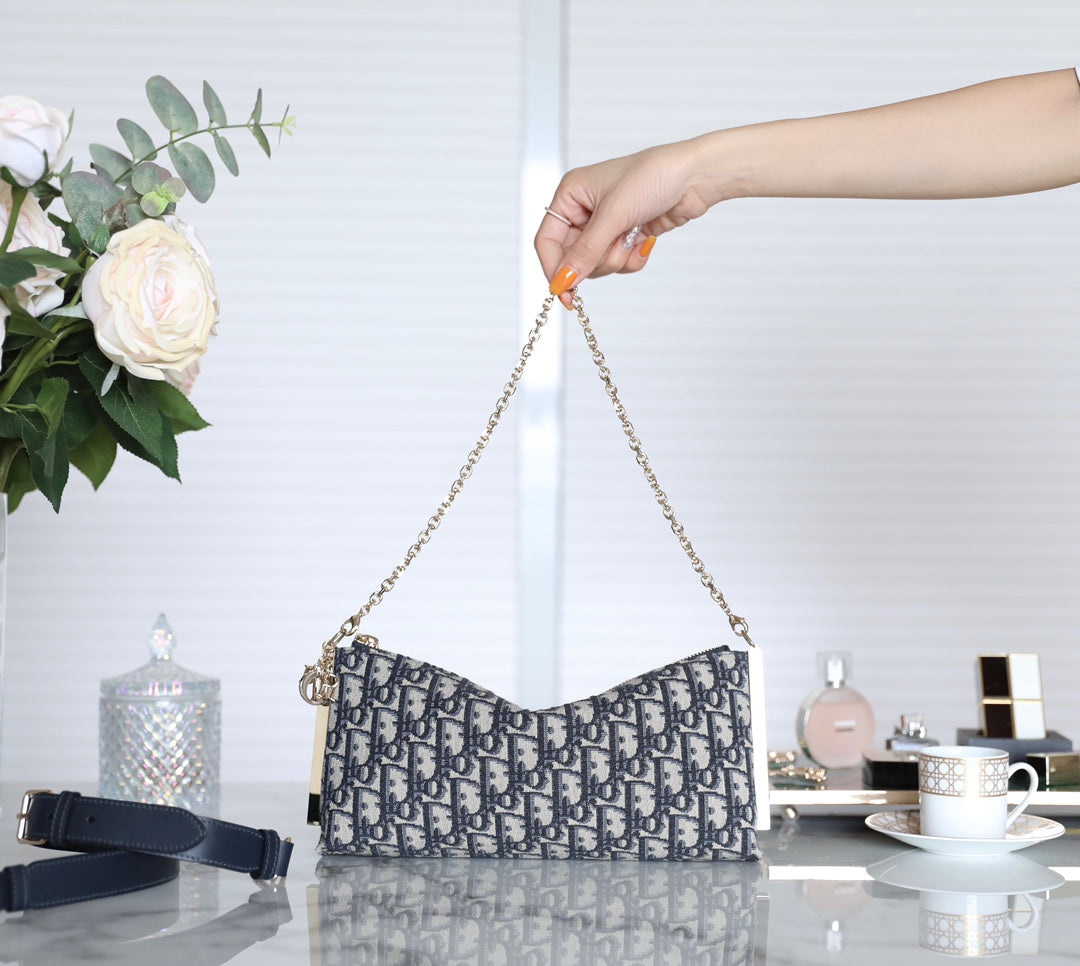 CLUB 27 HANDBAG IN BLUE OBLIQUE JACQUARD By House Of Sarah