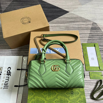 GG MARMONT MATELASSE 27 HANDBAG LIGHT GREEN CALFSKIN House Of Sarah Bags