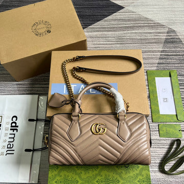 GG MARMONT MATELASSE 27 HANDBAG BEIGE CALFSKIN by House Of Sarah