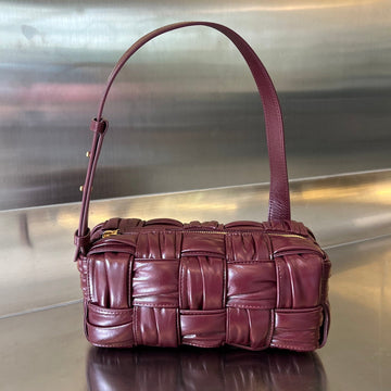 SMALL BRICK CASSETTE 23 IN WINE RED SOFT LAMBSKIN House Of Sarah