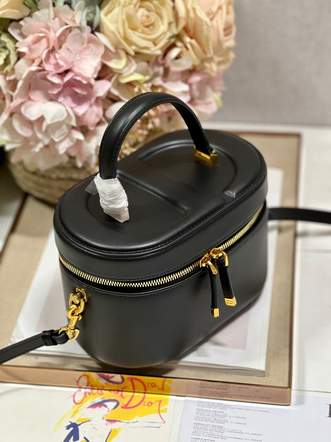 CARO SMALL 20 VANITY CASE IN BLACK SMOOTH LAMBSKIN House Of Sarah