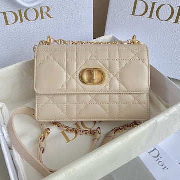 MINI CHAIN BAG 17 IN BEIGE CALFSKIN By House Of Sarah
