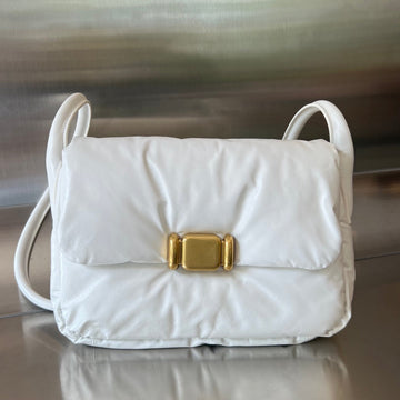 PAD PUFFER BAG 29 IN WHITE COWHIDE LEATHER House Of Sarah