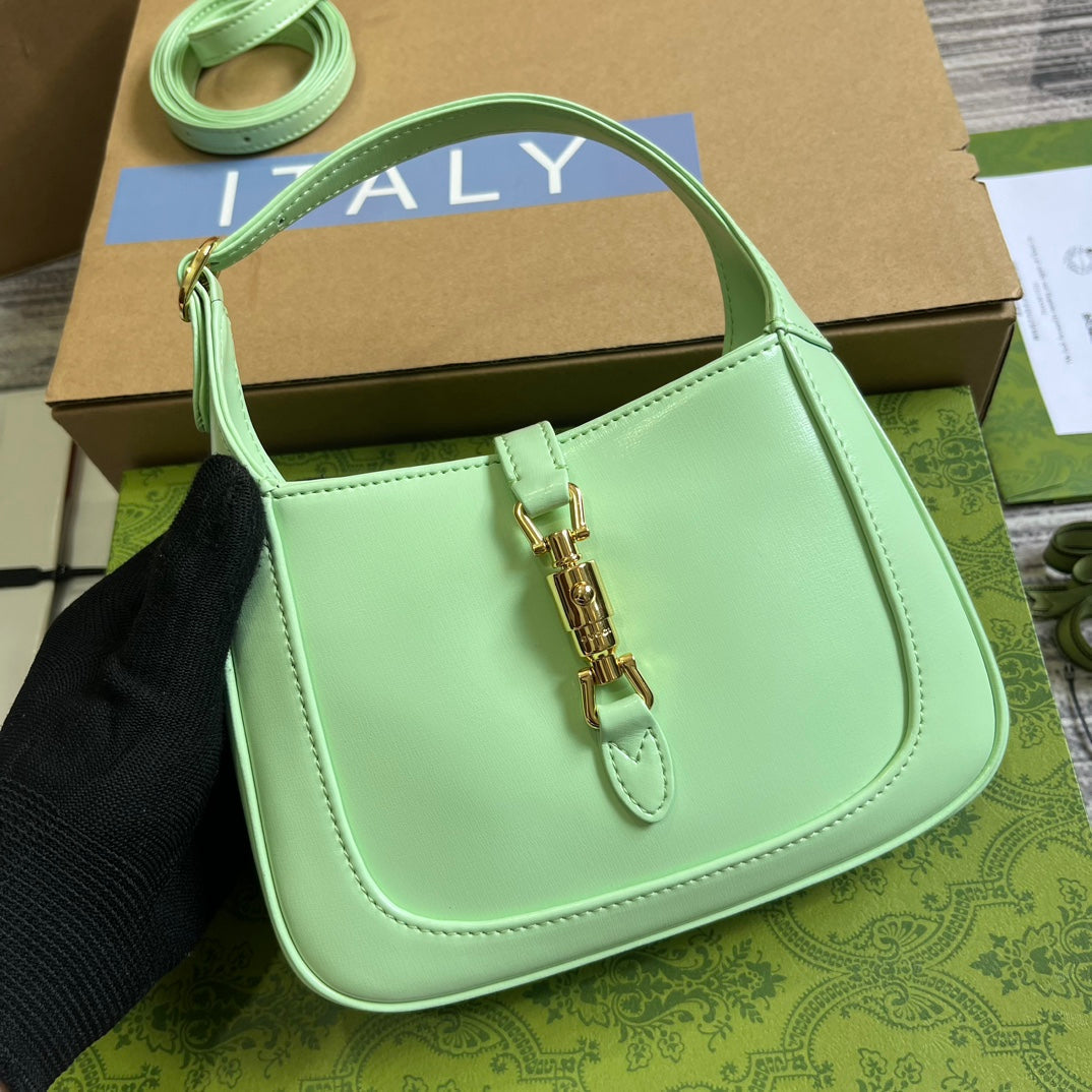 GG JACKIE MINI 19 SHOULDER BAG IN LIGHT GREEN CALFSKIN by House Of Sarah