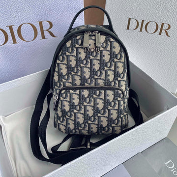 MINI RIDER BACKPACK 24 BEIGE AND BLACK OBLIQUE JACQUARD House Of Sarah
