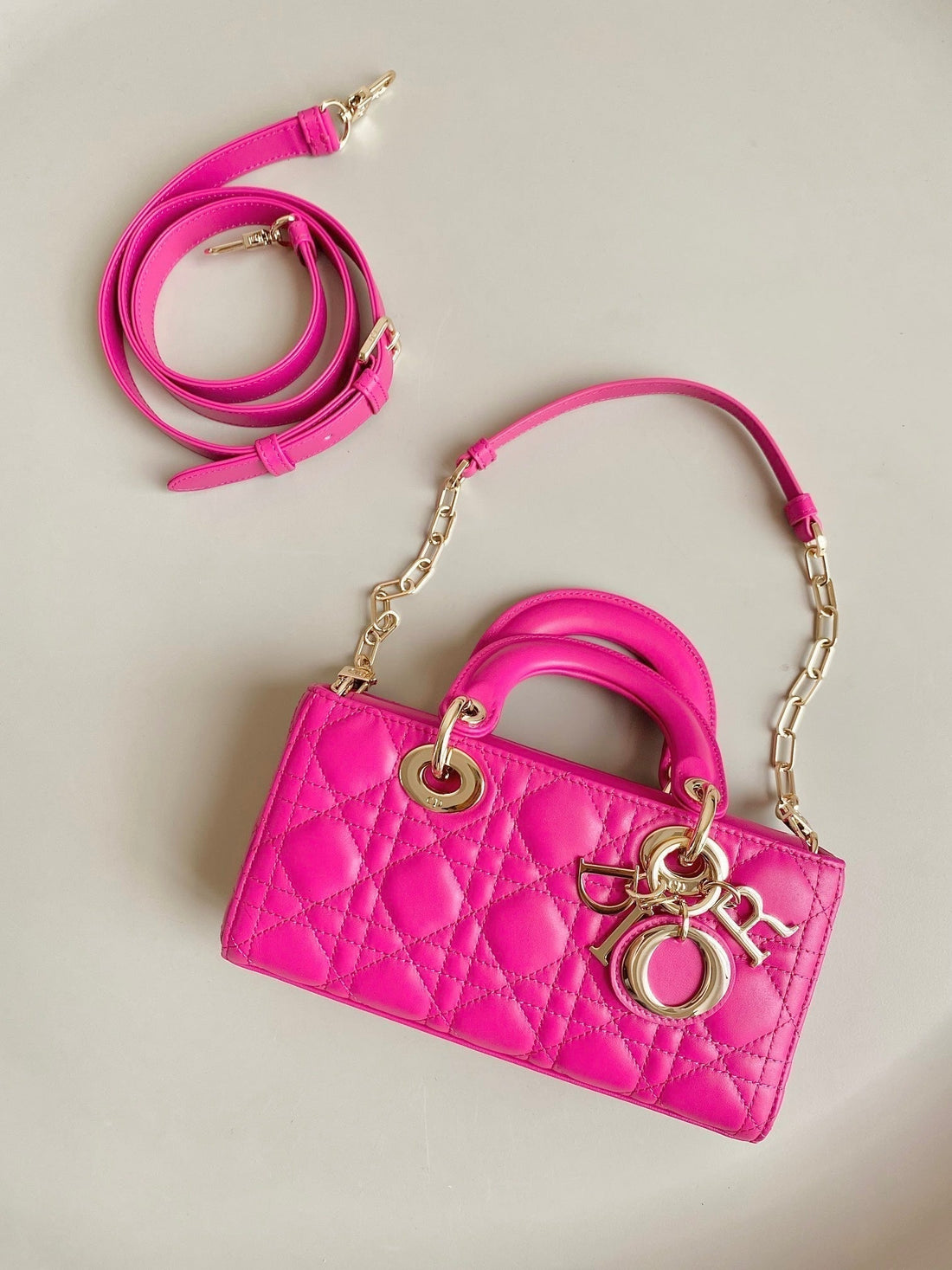 D-JOY BAG 22 IN HOT PINK LAMBSKIN House Of Sarah
