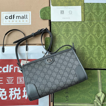 OPHIDIA MESSENGER BAG 35 IN GREY BLACK GG CALFSKIN House Of Sarah Bags