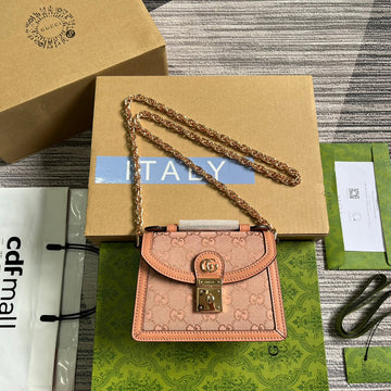GG OPHIDIA MINI 17 HANDBAG IN LIGHT PINK CANVAS House Of Sarah