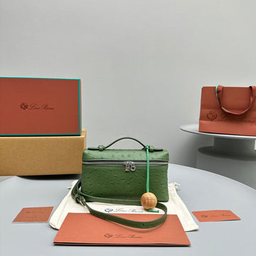 EXTRA POCKET L19 IN JUNGLE GREEN OSTRICH LEATHER by House Of Sarah