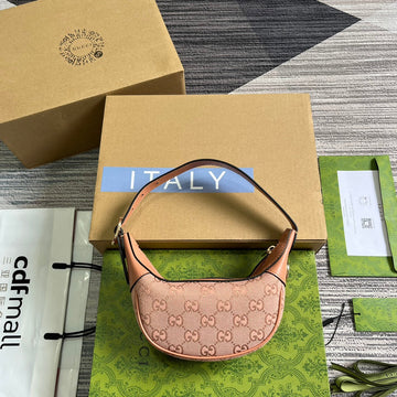 OPHIDIA GG MINI 20 BAG IN LIGHT PINK CANVAS AND CALFSKIN House Of Sarah