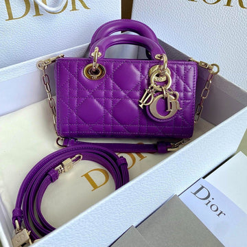 MINI D-JOY BAG 17 IN VIOLET PURPLE LAMBSKIN House Of Sarah