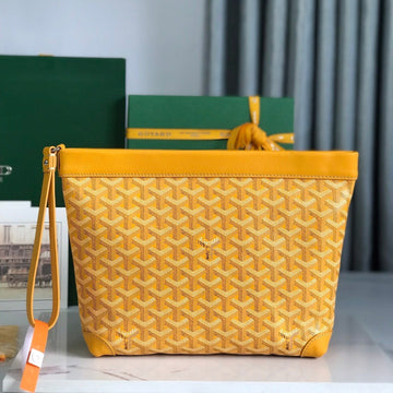 CONTI POUCH 24 IN YELLOW LAMBSKIN AND GOYARDINE CANVAS by House Of Sarah