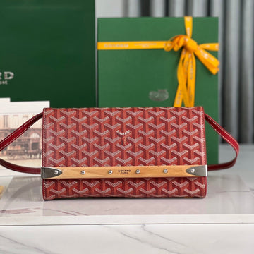 MONTE-CARLO PM CLUTCH 25 IN CLASSIC RED GOYARDINE CANVAS House Of Sarah Bags
