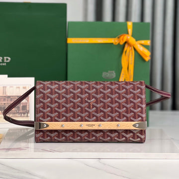 MONTE-CARLO PM CLUTCH 25 IN WINE RED GOYARDINE CANVAS by House Of Sarah