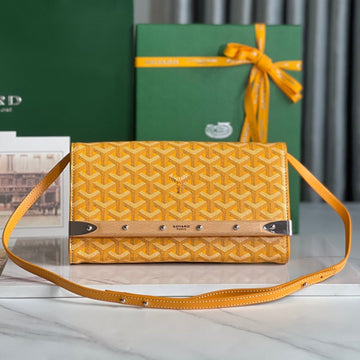 MONTE-CARLO PM CLUTCH 25 IN YELLOW GOYARDINE CANVAS House Of Sarah Bags
