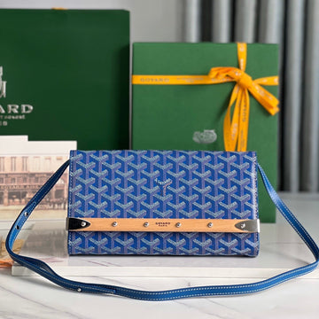 MONTE-CARLO PM CLUTCH 25 IN SAPPHIRE BLUE GOYARDINE CANVAS House Of Sarah Bags