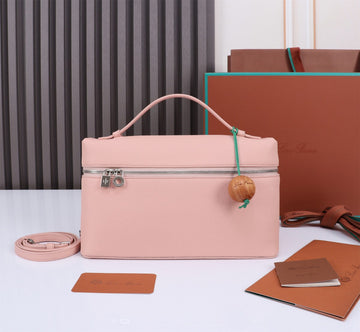 EXTRA BAG L27 IN BLUSH PINK GRAINED CALFSKIN WITH SILVER HARDWARE by House Of Sarah