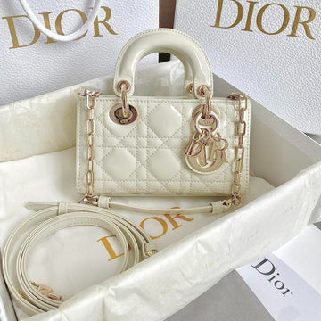 MINI D-JOY BAG 17 IN WHITE LAMBSKIN By House Of Sarah
