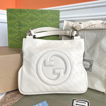 BLONDIE TOTE BAG 30 IN WHITE CALFSKIN SIVLER HARDWARE by House Of Sarah