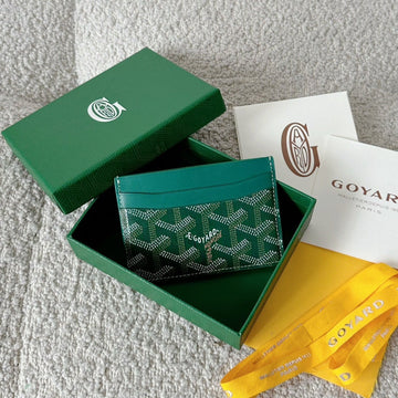 SAINT-SULPICE CARD WALLET 10 IN GREEN GOYARDINE CANVAS AND CALFSKIN House Of Sarah
