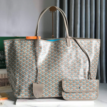 SAINT LOUIS PM 40 IN GREY MIX BLUE GOYARDINE CANVAS AND CALFSKIN House Of Sarah
