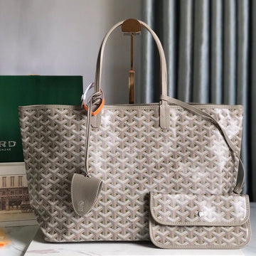 SAINT LOUIS PM 34 IN GREY MIX GREEN GOYARDINE CANVAS AND CALFSKIN House Of Sarah Bags