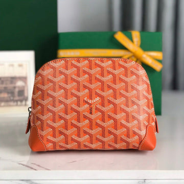 VENDÔME COSMETIC POUCH 17 IN ORANGE GOYARDINE CANVAS AND CALFSKIN TRIM House Of Sarah