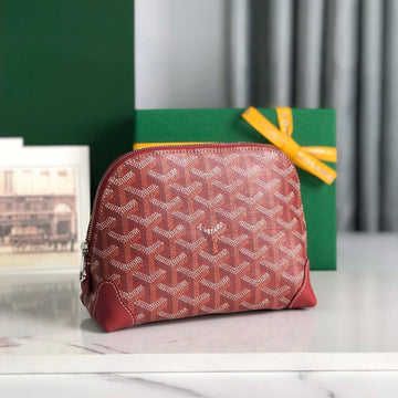 VENDÔME COSMETIC POUCH 17 IN CLASSIC RED GOYARDINE CANVAS AND CALFSKIN TRIM by House Of Sarah
