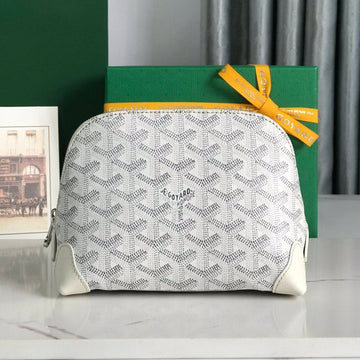 VENDÔME COSMETIC POUCH 17 IN WHITE GOYARDINE CANVAS AND CALFSKIN TRIM House Of Sarah
