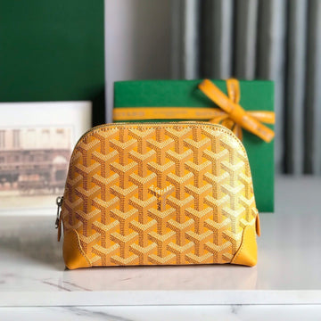 VENDÔME COSMETIC POUCH 17 IN YELLOW GOYARDINE CANVAS AND CALFSKIN TRIM House Of Sarah Bags