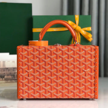 GRAND HÔTEL TRUNK BAG 24 IN ORANGE GOYARDINE CANVAS AND CALFSKIN House Of Sarah