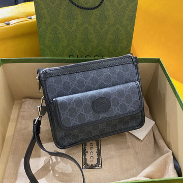 GG SMALL 21 CROSSBODY BAG WITH TAG IN BLACK CANVAS by House Of Sarah