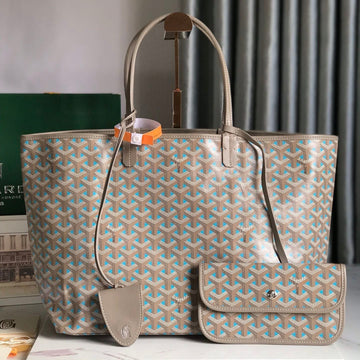 SAINT LOUIS PM 34 IN GREY MIX BLUE GOYARDINE CANVAS AND CALFSKIN House Of Sarah Bags