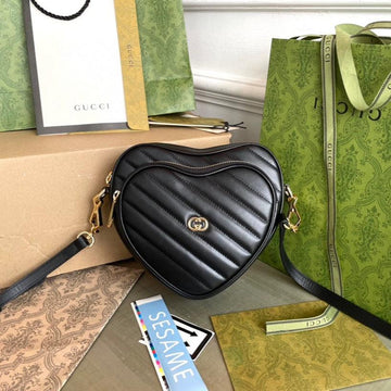 MARMONT HEART BAG 20 IN BLACK CALFSKIN GOLD HARDWARE House Of Sarah Bags