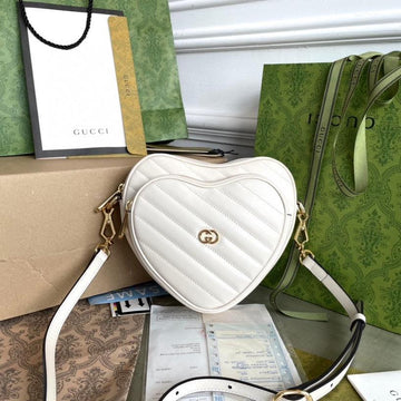 MARMONT HEART BAG 20 IN WHITE CALFSKIN GOLD HARDWARE House Of Sarah