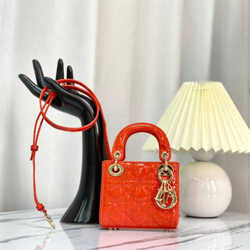 MICRO LADY 12 BAG IN GLOSSY SCARLET RED LAMBSKIN House Of Sarah
