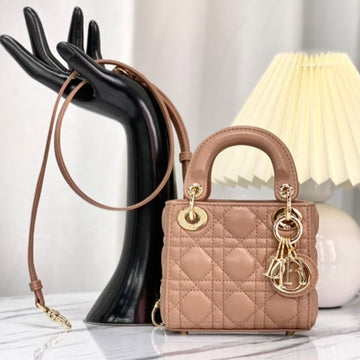 MICRO LADY 12 BAG IN CAMEL BEIGE LAMBSKIN House Of Sarah