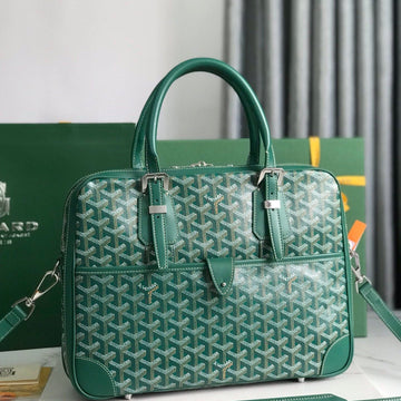 AMBASSADE DOCUMENT CASE 35 IN GREEN GOYARDINE CANVAS by House Of Sarah