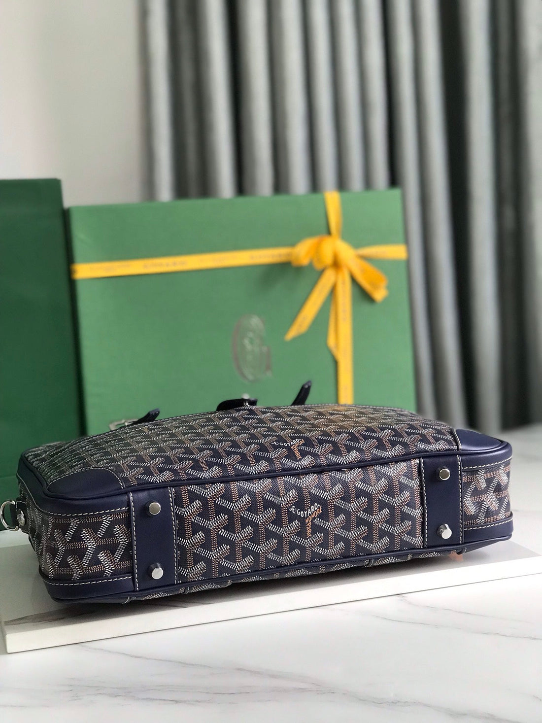 AMBASSADE DOCUMENT CASE 35 IN NAVY BLUE GOYARDINE CANVAS House Of Sarah
