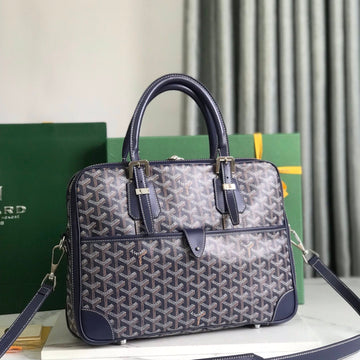 AMBASSADE DOCUMENT CASE 35 IN NAVY BLUE GOYARDINE CANVAS House Of Sarah