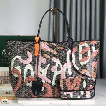 SAINT LOUIS GM BAG 40 IN PINK LETTRES CAMOUFLAGE GOYARDINE CANVAS House Of Sarah Bags