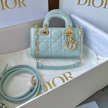 MINI D-JOY BAG 17 IN LIGHT BLUE LAMBSKIN House Of Sarah