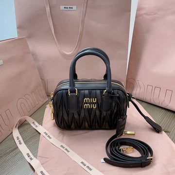 ARCADIE MATELASSÉ NAPPA SMALL BAG 19 IN BLACK LAMBSKIN GOLD HARDWARE House Of Sarah