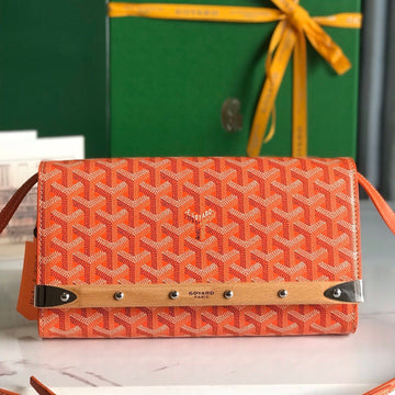 MONTE-CARLO PM CLUTCH 25 IN ORANGE GOYARDINE CANVAS House Of Sarah Bags