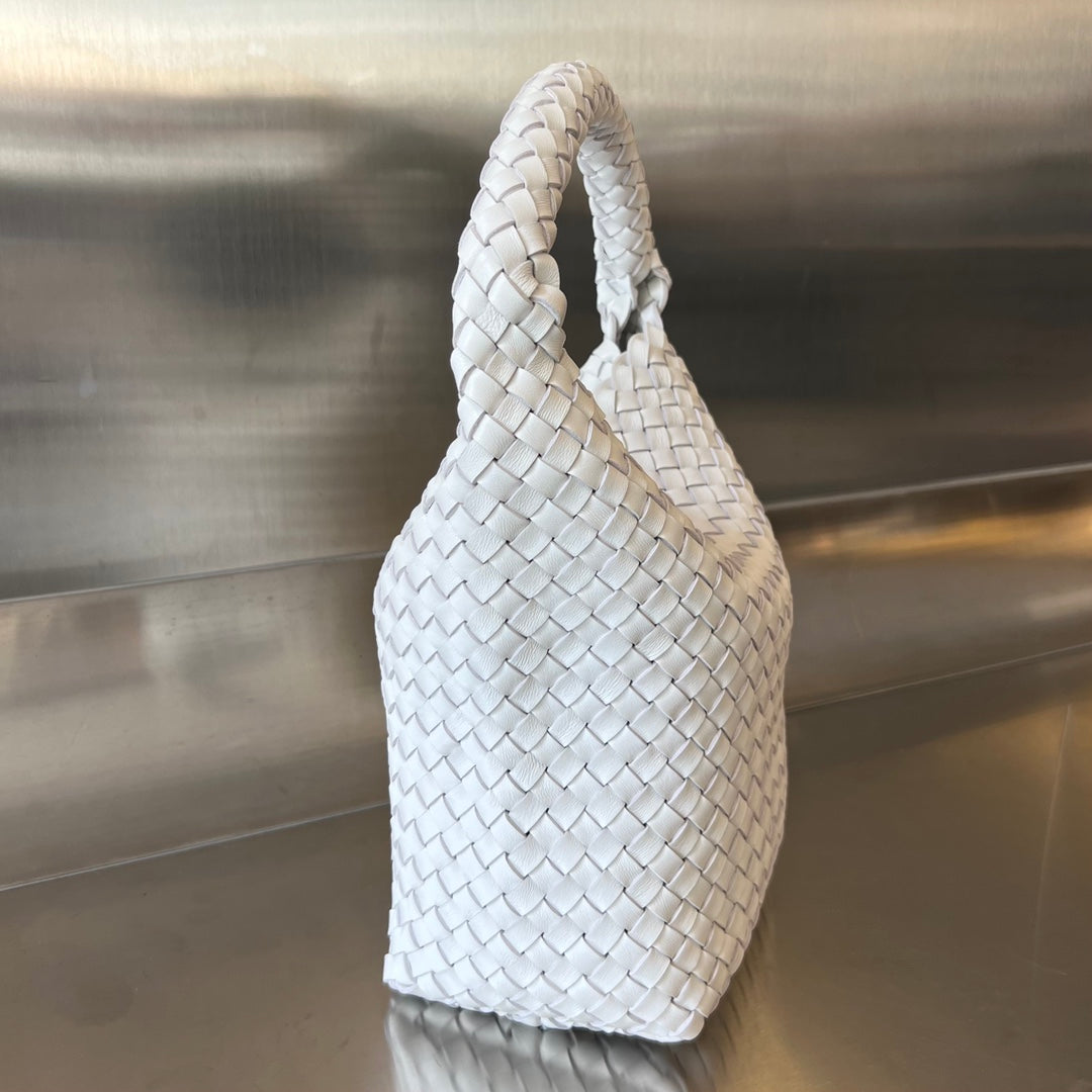 CABAT BUCKET 35 IN WHITE LAMBSKIN by House Of Sarah