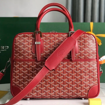 AMBASSADE DOCUMENT CASE 35 IN CLASSIC RED GOYARDINE CANVAS House Of Sarah Bags