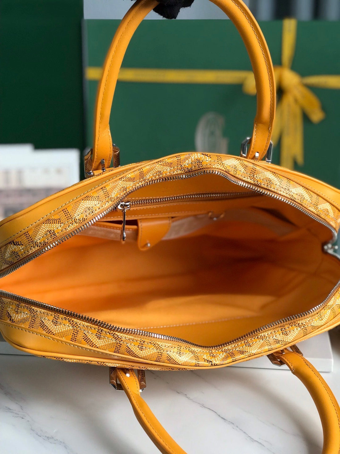 AMBASSADE DOCUMENT CASE 35 IN YELLOW GOYARDINE CANVAS House Of Sarah