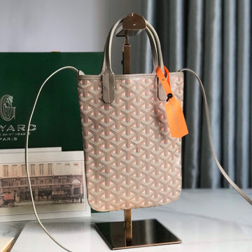 POITIERS CLAIRE-VOIE BAG 24 IN GREY MIX PINK GOYARDINE CANVAS AND CALFSKIN House Of Sarah