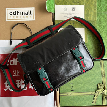 MESSENGER BAG 27 IN BLACK MONOGRAM CANVAS by House Of Sarah
