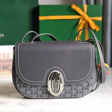 233 BAG 25 IN GRAY CALFKIN AND GOYARDINE CANVAS House Of Sarah Bags